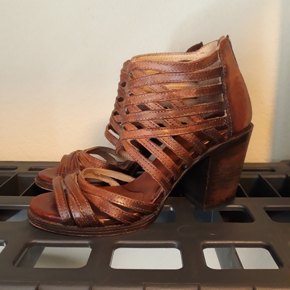 Women's Brown Strappy Heeled Sandals